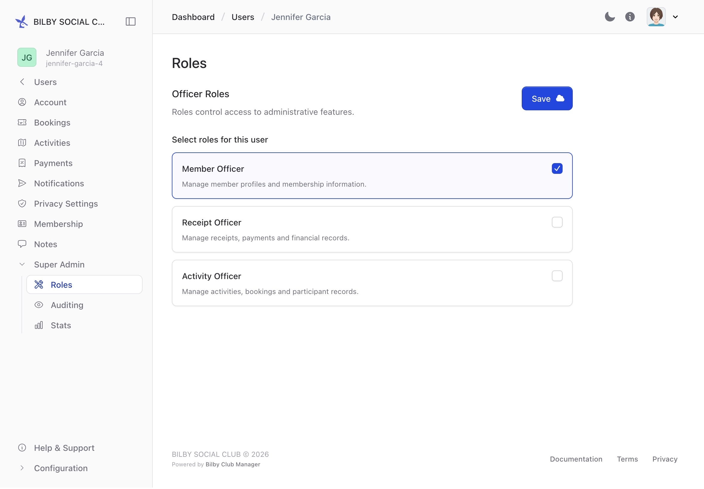 Assigning officer roles