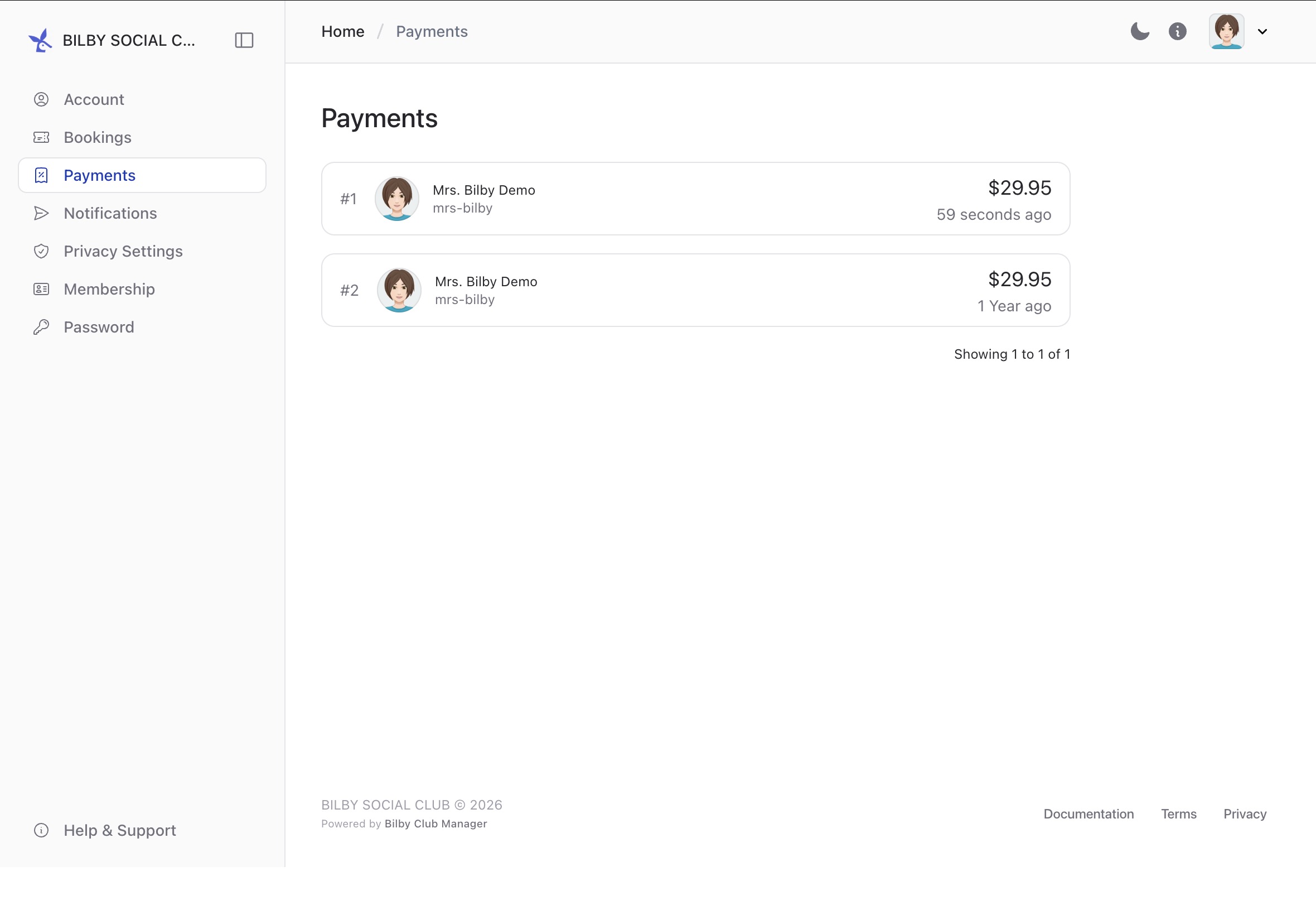 Payments screenshot